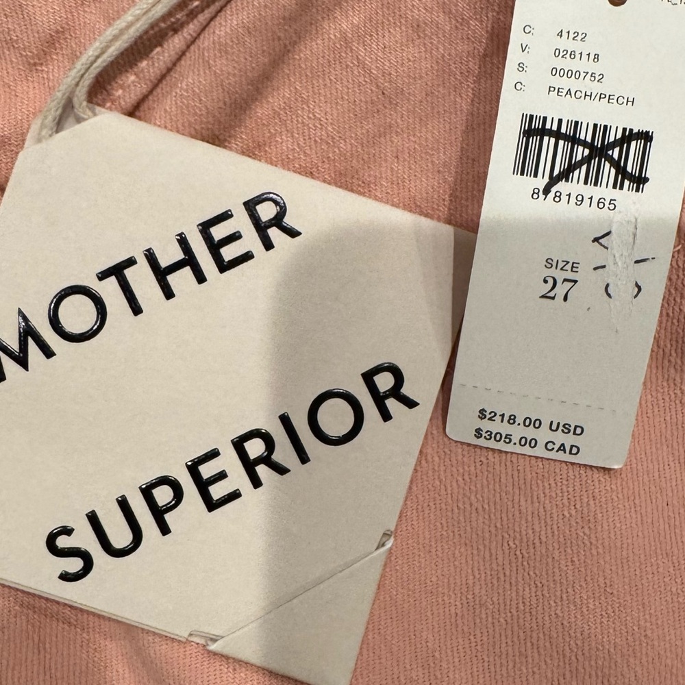 NWT MOTHER THE INSIDER HOVER Jean pink size 27 peach color - Picture 12 of 13